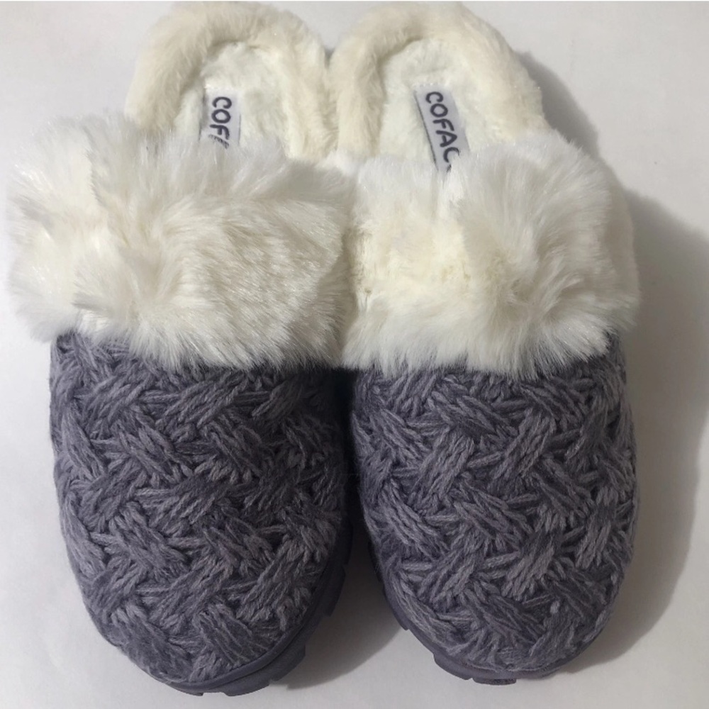 Coface Purple Memory Foam Slippers Size 7 Fluffy Indoor Outdoor Non Slip Shoes